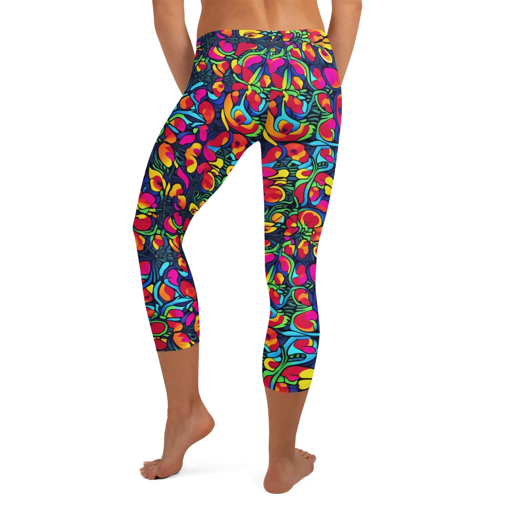 Neon Garden on Capri Leggings — Back