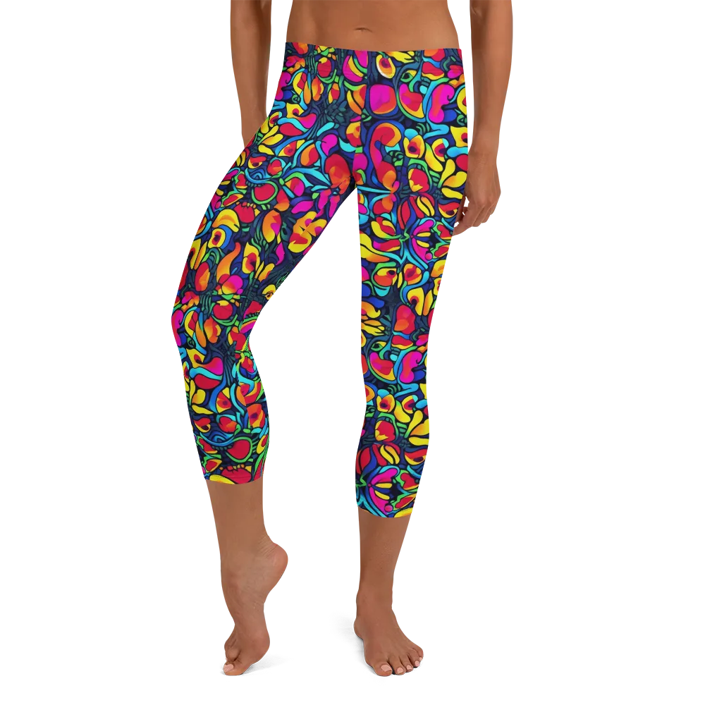 Neon Garden on Capri Leggings — Front