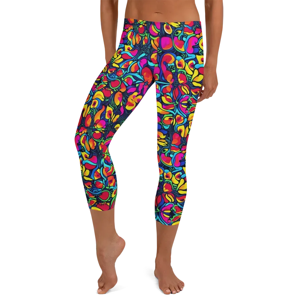 Neon Garden on Capri Leggings — Front