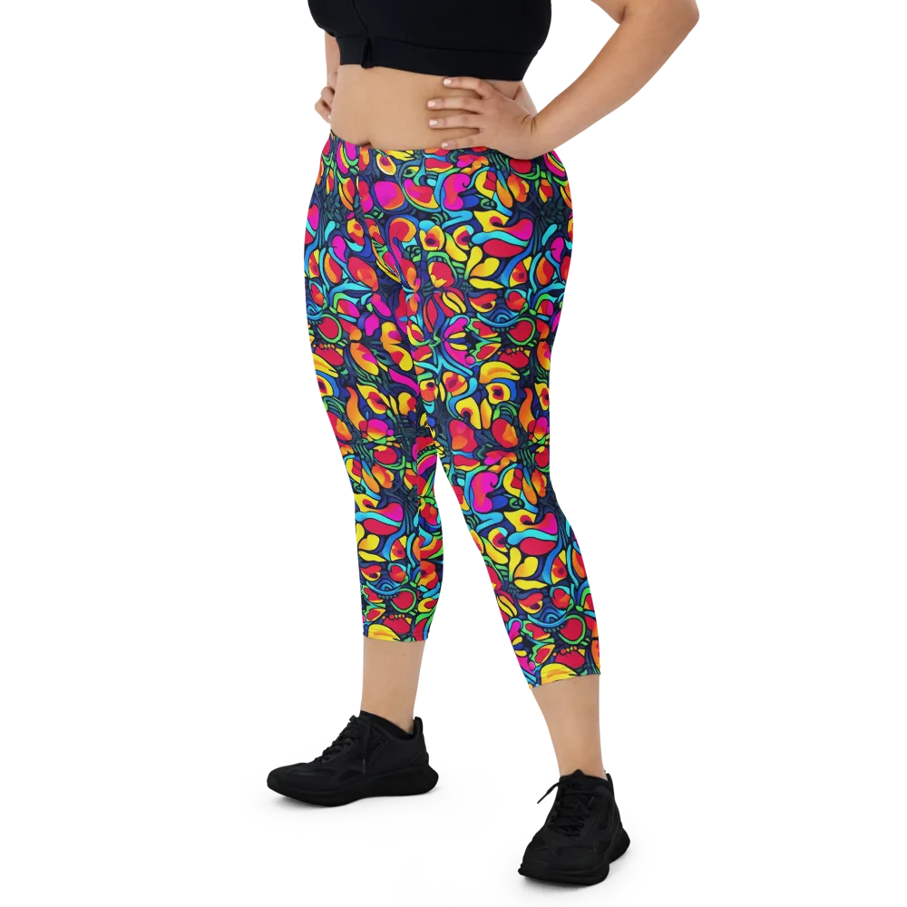 Neon Garden on Capri Leggings — Front
