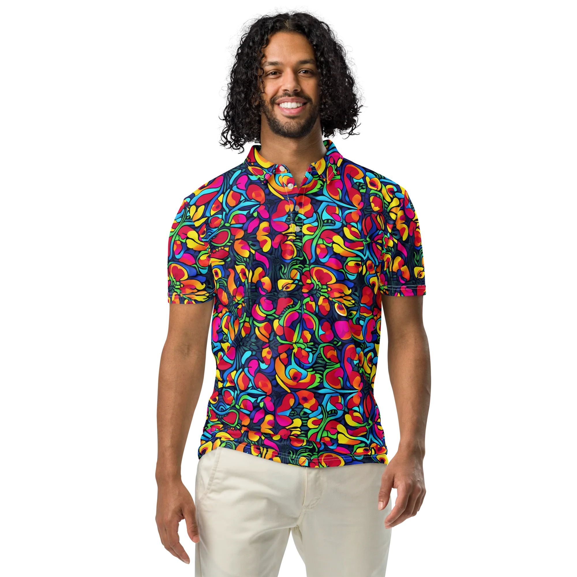 Neon Garden on Men's Slim Fit Polo Shirt — Front