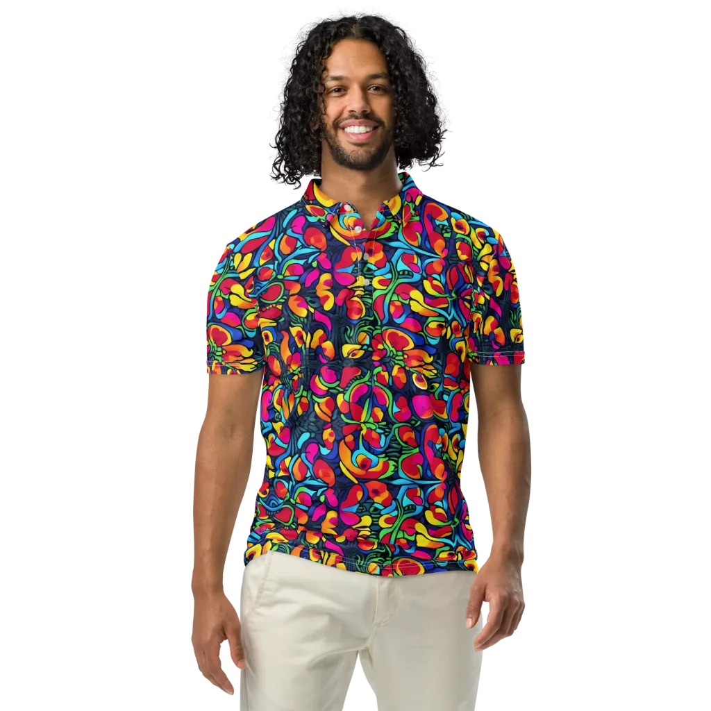 Neon Garden on Men's Slim Fit Polo Shirt — Front