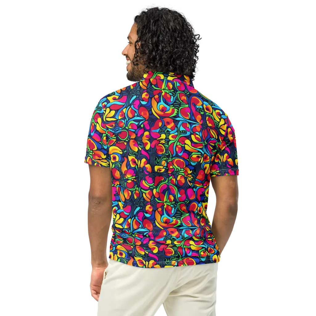 Neon Garden on Men's Slim Fit Polo Shirt — Back