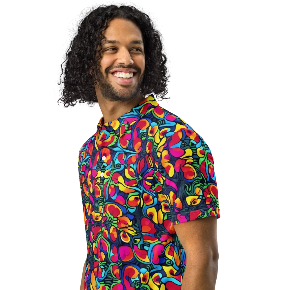 Neon Garden on Men's Slim Fit Polo Shirt — Left Front