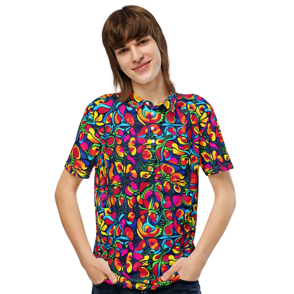 Neon Garden on Men's Slim Fit Polo Shirt — Front