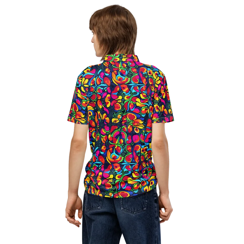 Neon Garden on Men's Slim Fit Polo Shirt — Back