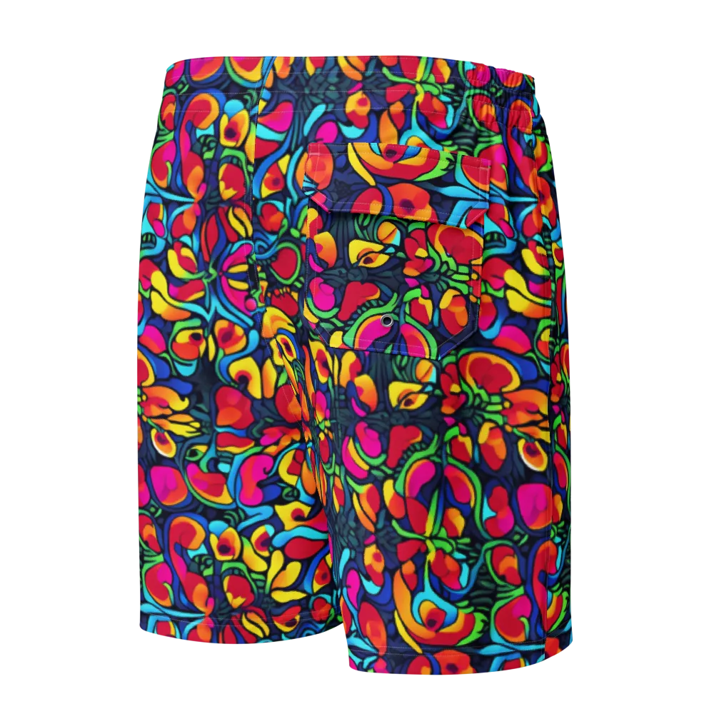 Neon Garden on Men's Board Shorts — Back
