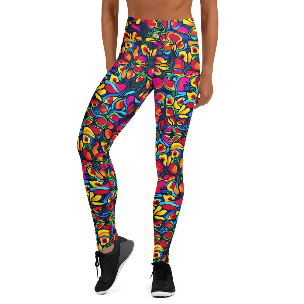 Neon Garden on Yoga Leggings — Front