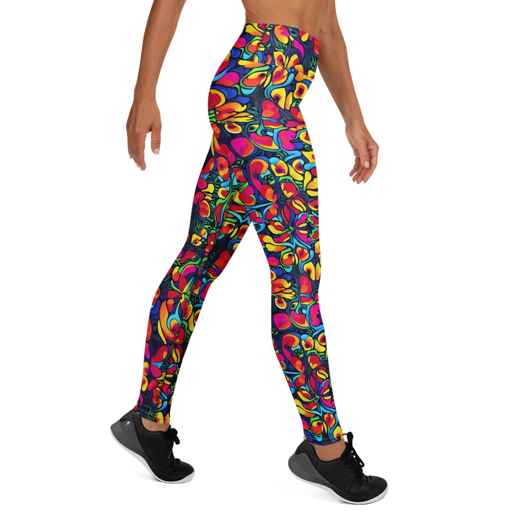 Neon Garden on Yoga Leggings — Right