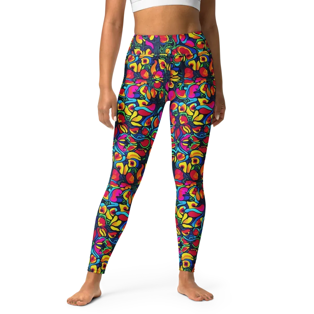 Neon Garden on Yoga Leggings — Front