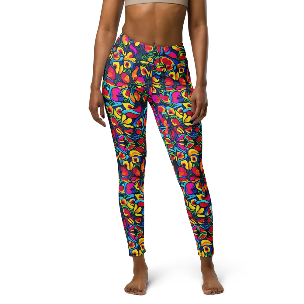 Neon Garden on Yoga Leggings — Front