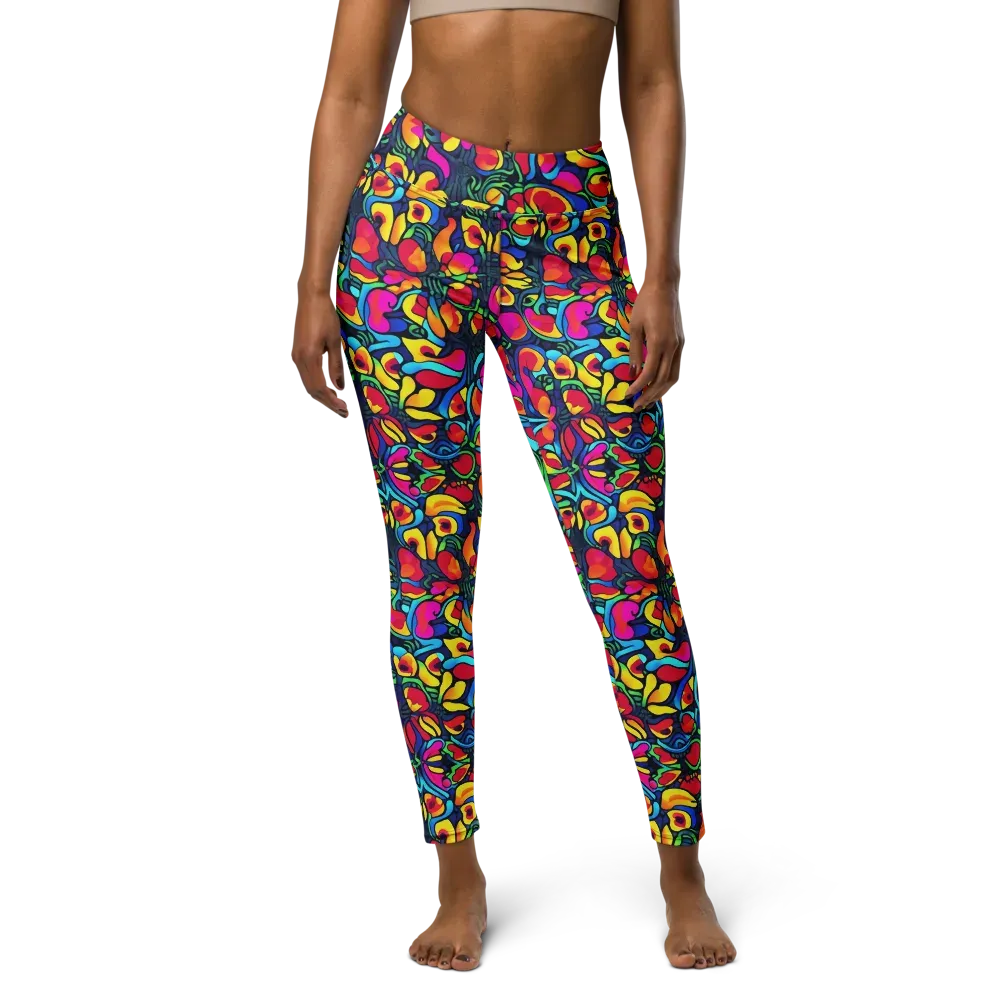 Neon Garden on Yoga Leggings — Front
