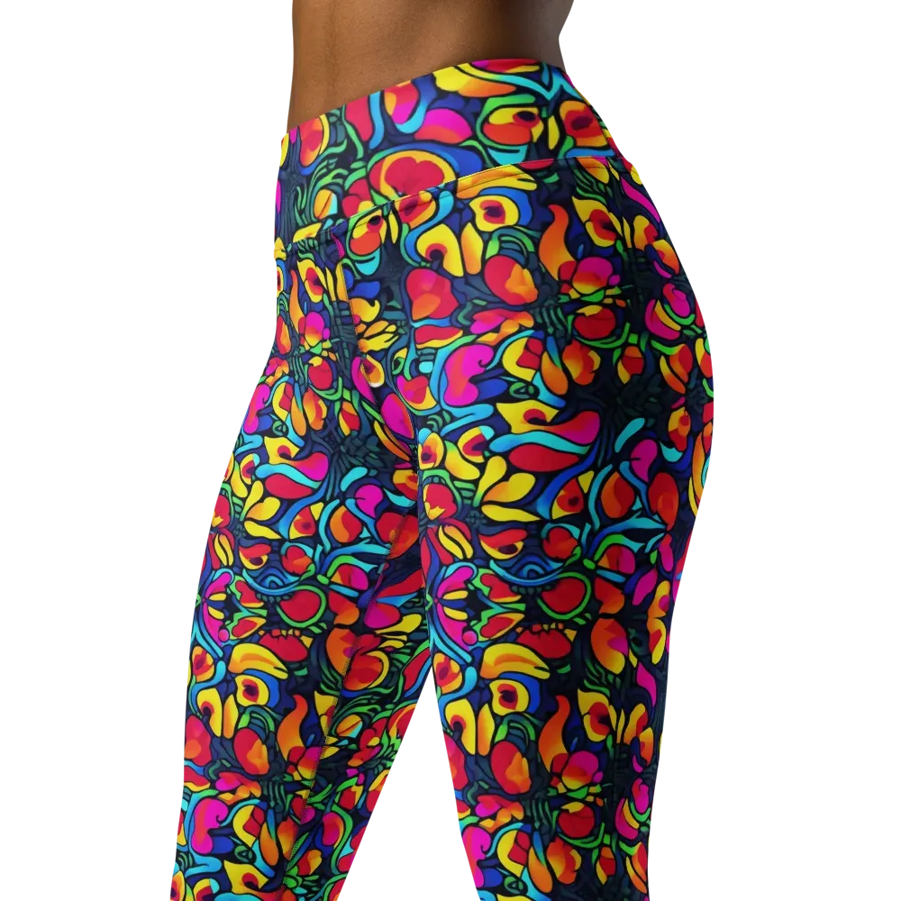 Neon Garden on Yoga Leggings — Left Front