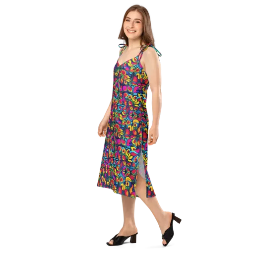 Neon Garden on a Slip Dress