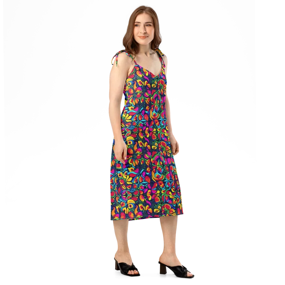 Neon Garden on Slip Dress — Right Front