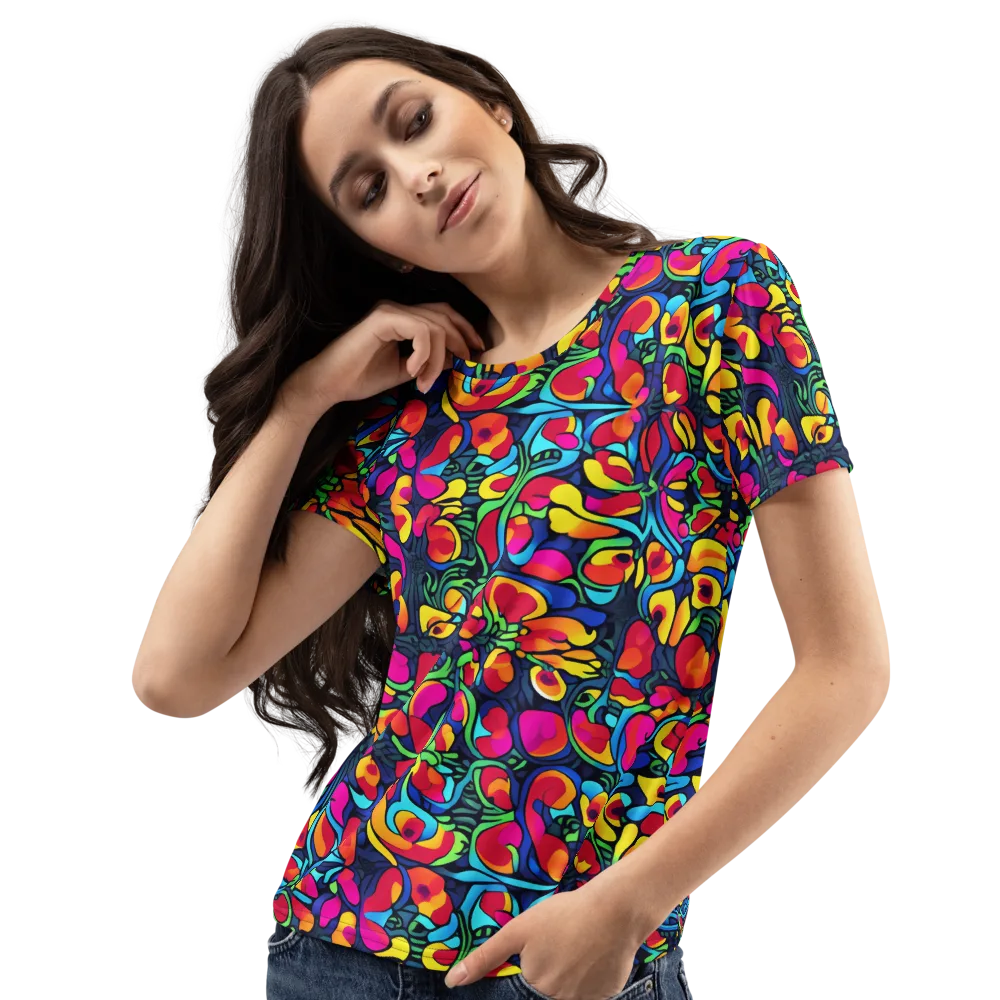 Neon Garden on Women's Crew Neck T-Shirt — Left Front