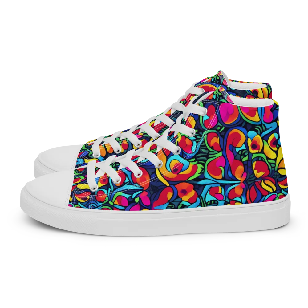 Neon Garden on Women's High Top Canvas Shoes — Left