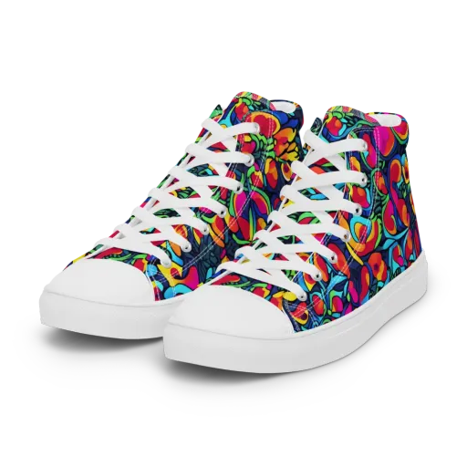 Neon Garden on a Women's High Top Canvas Shoes