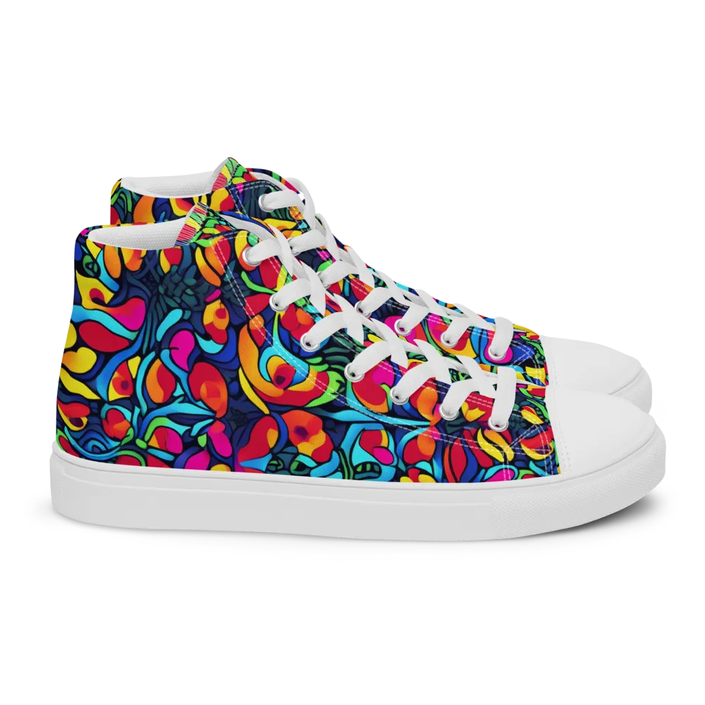 Neon Garden on Women's High Top Canvas Shoes — Right