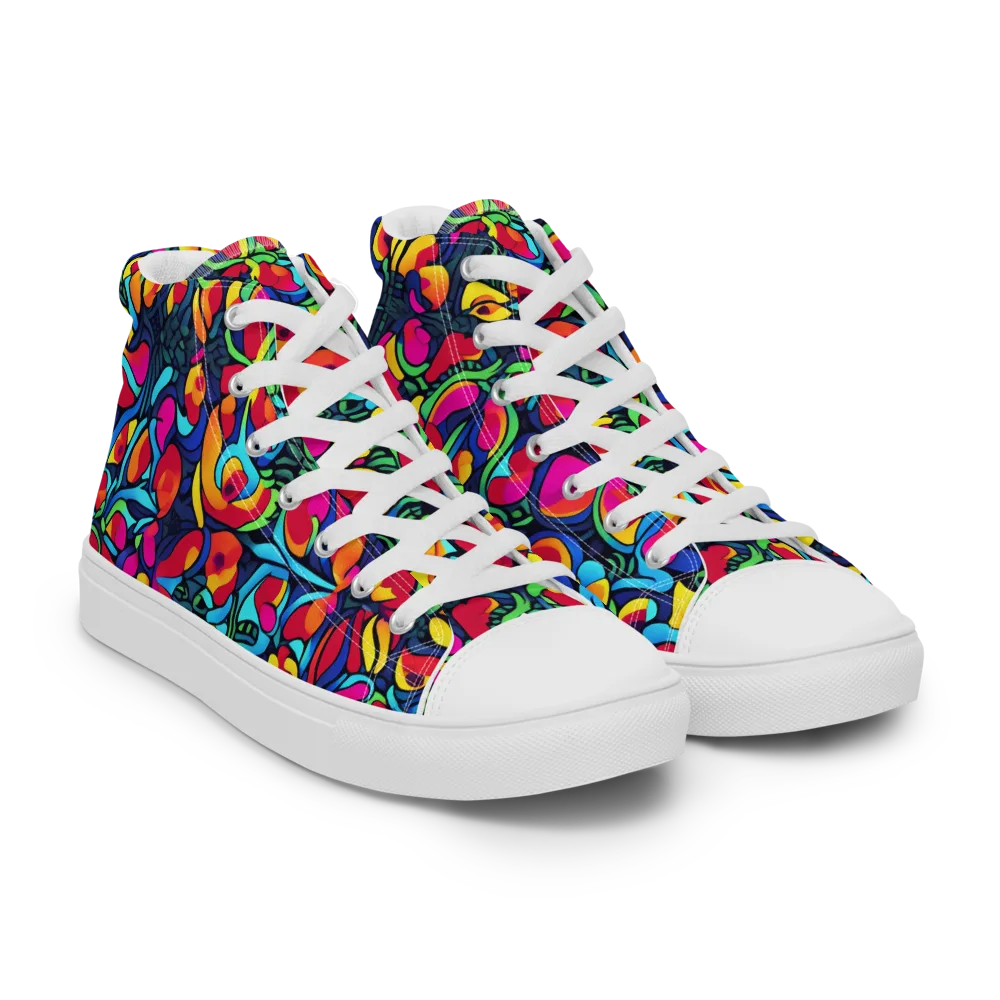 Neon Garden on Women's High Top Canvas Shoes — Right Front
