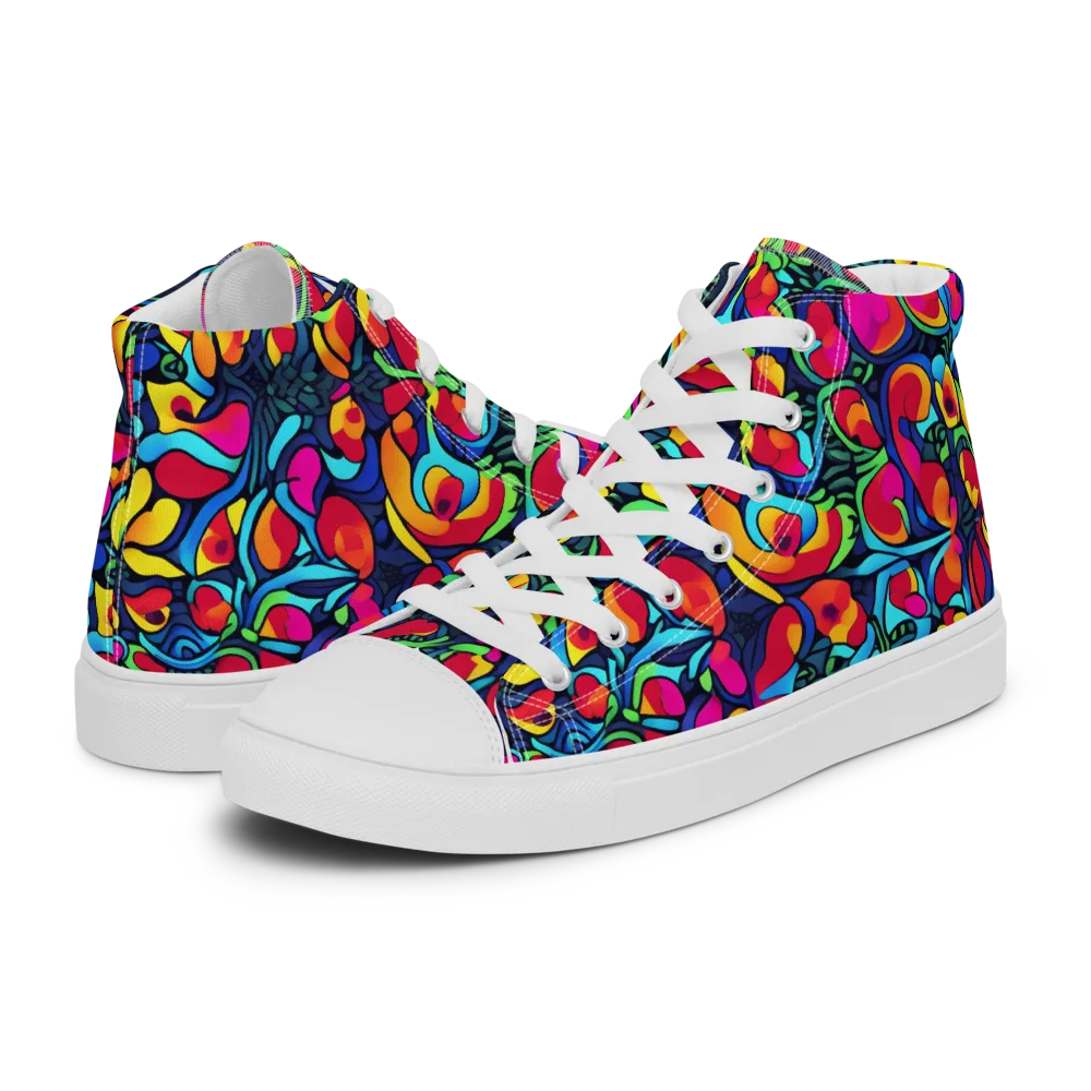 Neon Garden on Women's High Top Canvas Shoes — Left