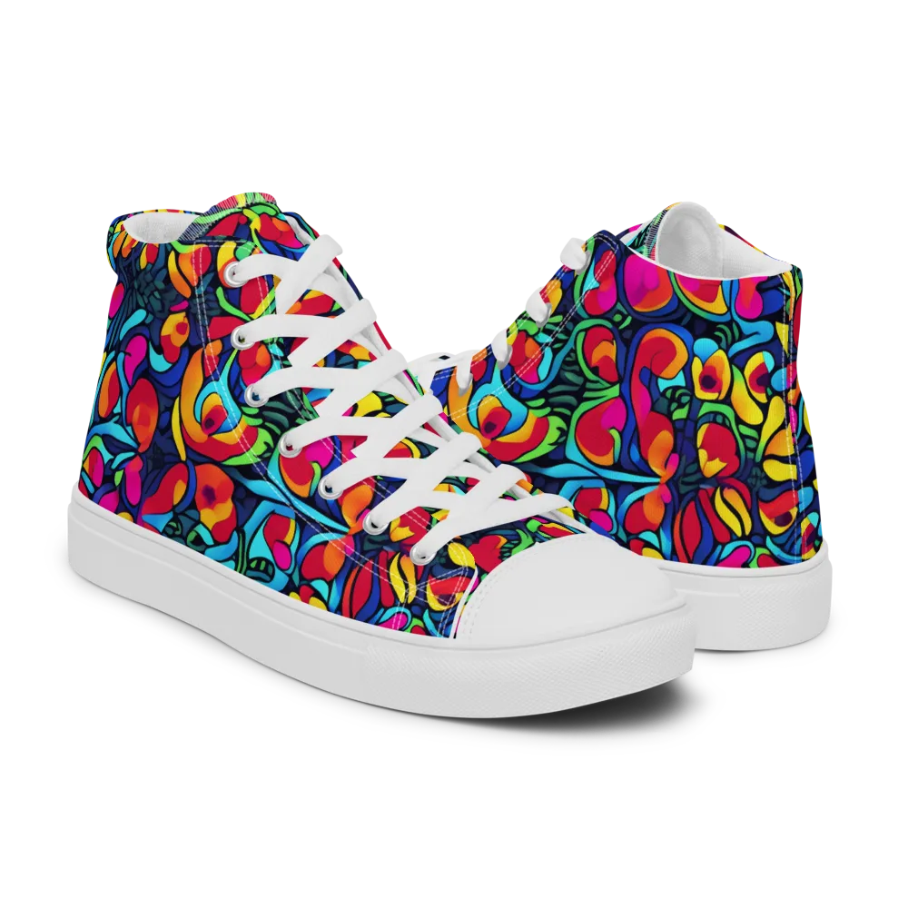 Neon Garden on Women's High Top Canvas Shoes — Right