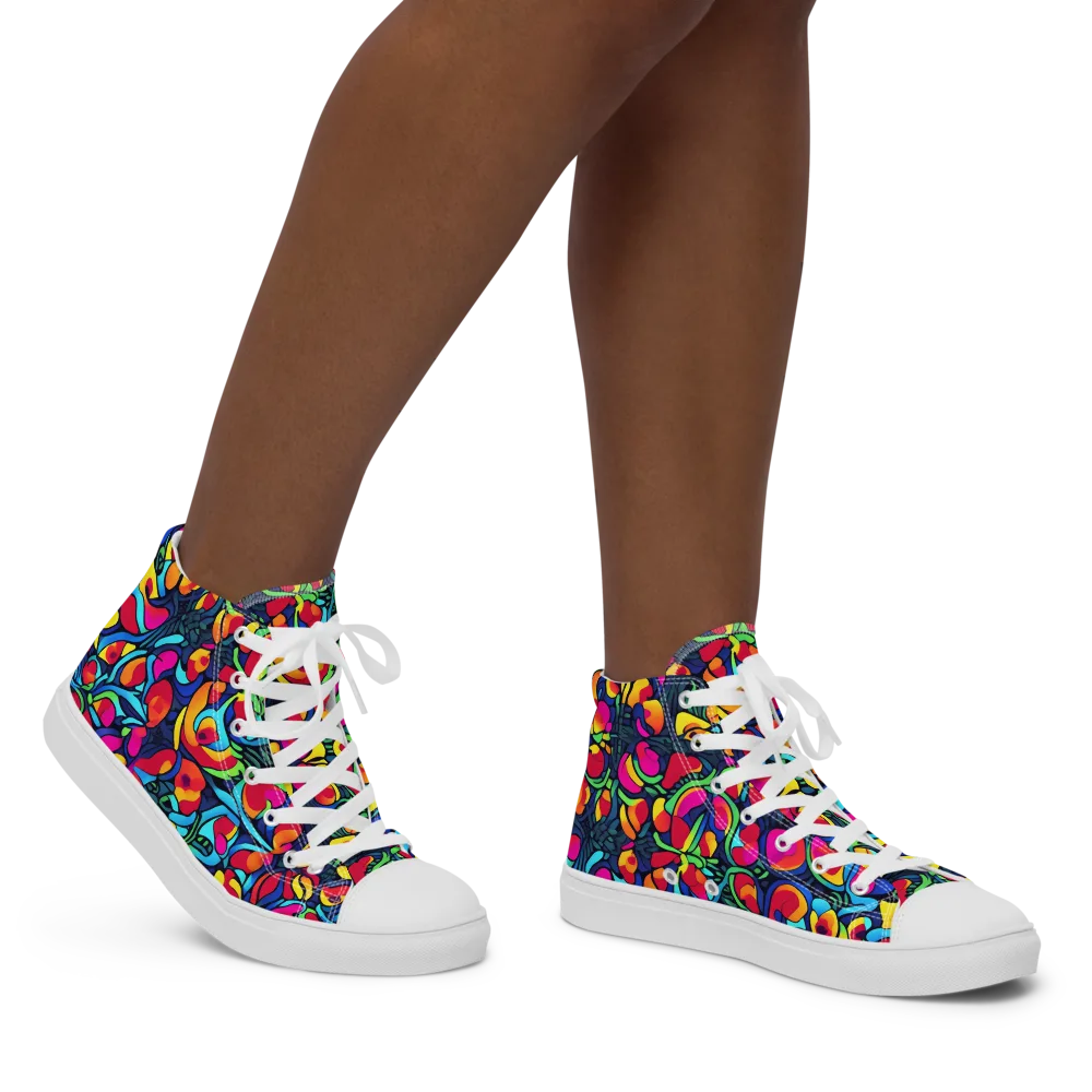 Neon Garden on Women's High Top Canvas Shoes — Right