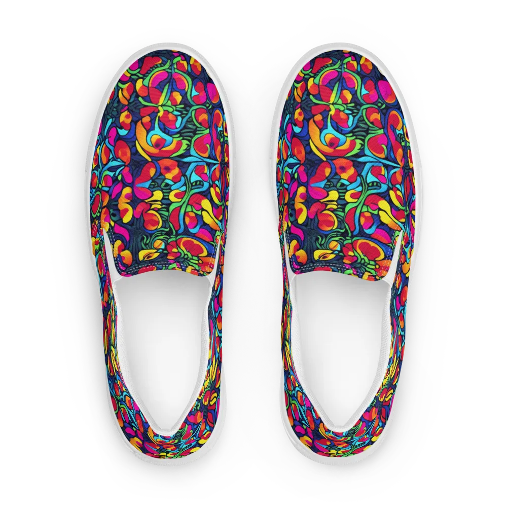 Neon Garden on Men's Slip-On Canvas Shoes — Front