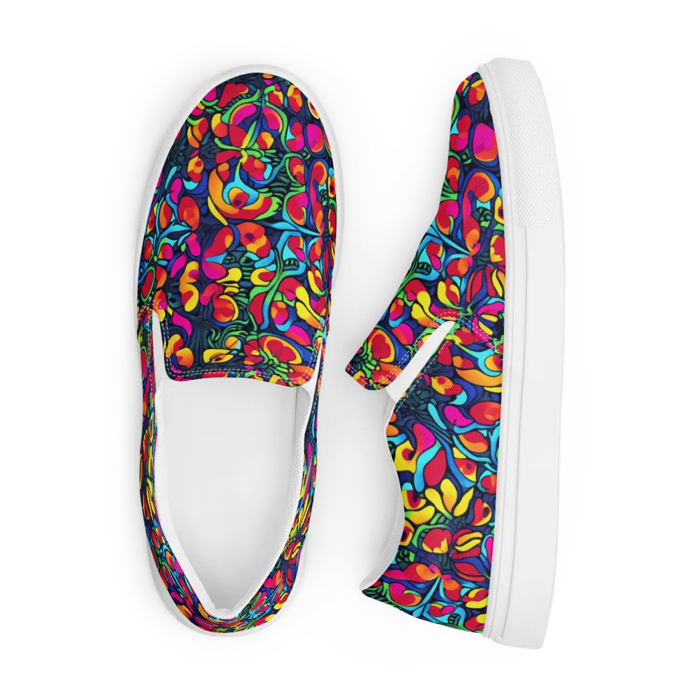 Neon Garden on Men's Slip-On Canvas Shoes — Front