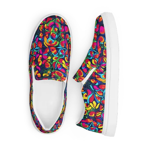 Neon Garden on a Men's Slip-On Canvas Shoes