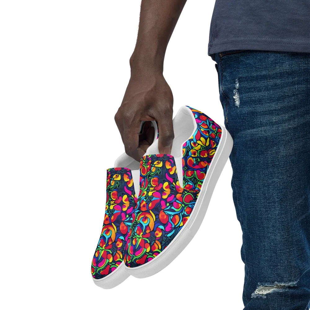 Neon Garden on Men's Slip-On Canvas Shoes — Left Front
