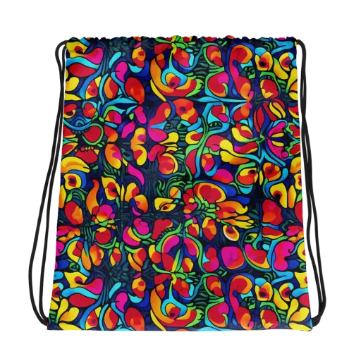Neon Garden on a Drawstring Bag