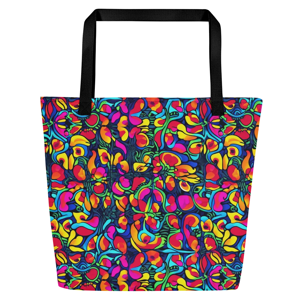 Neon Garden on Large Tote Bag W/ Pocket — Front