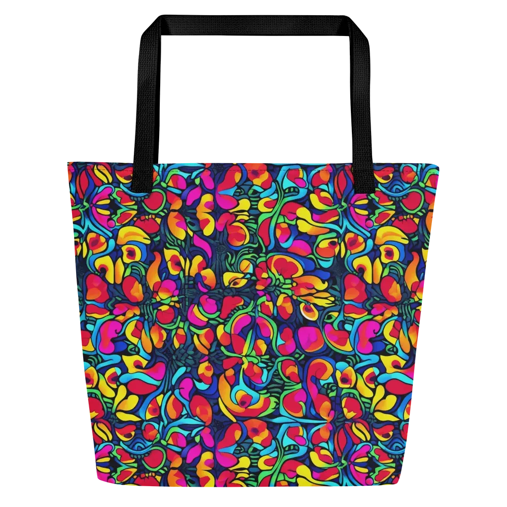 Neon Garden on Large Tote Bag W/ Pocket — Front
