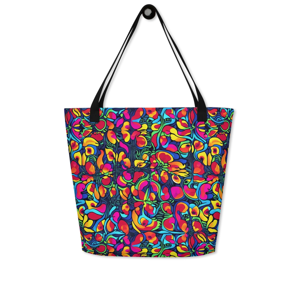 Neon Garden on Large Tote Bag W/ Pocket — Front