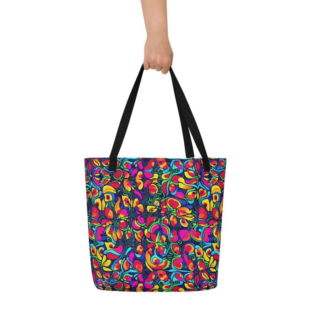 Neon Garden on Large Tote Bag W/ Pocket — Front