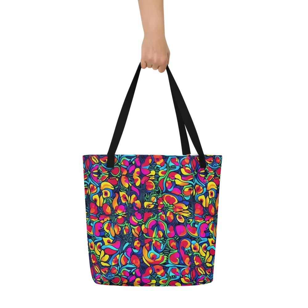 Neon Garden on Large Tote Bag W/ Pocket — Front