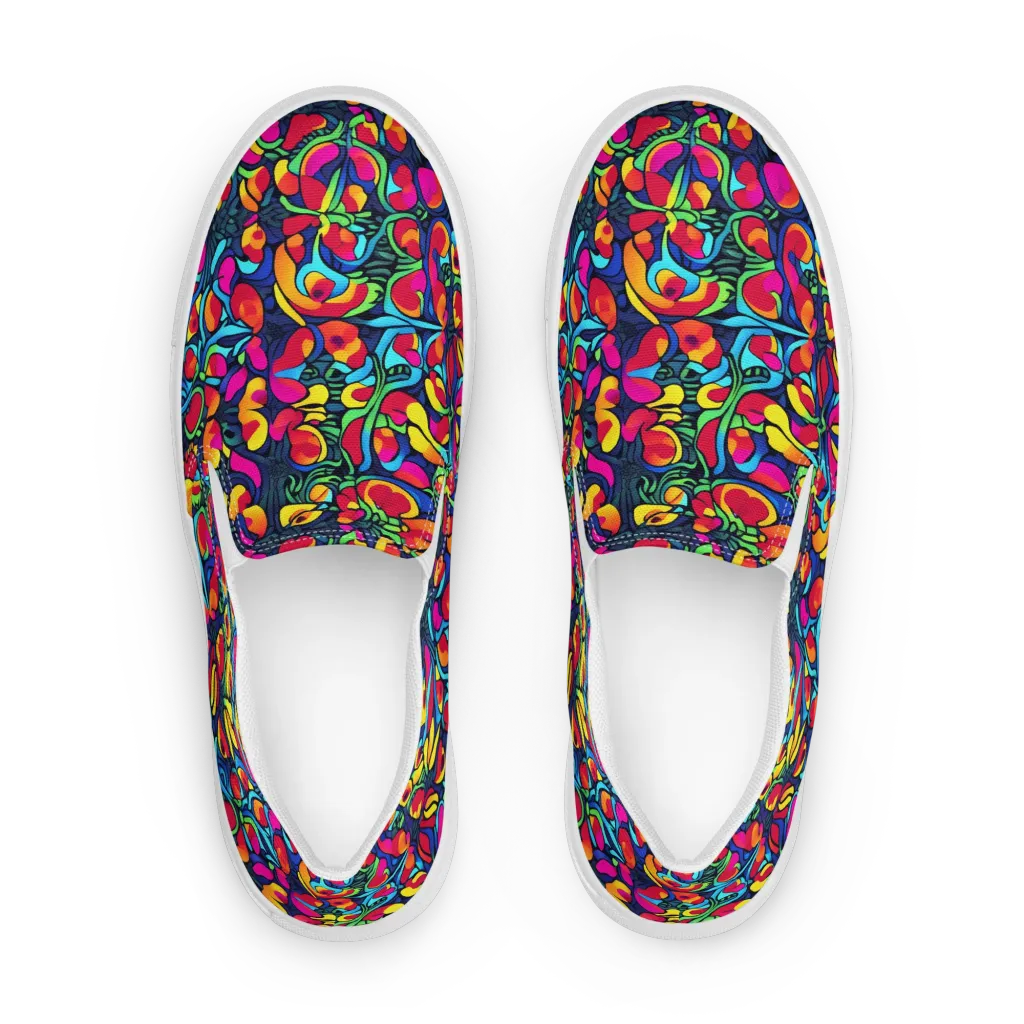 Neon Garden on Women's Slip-On Canvas Shoes — Front