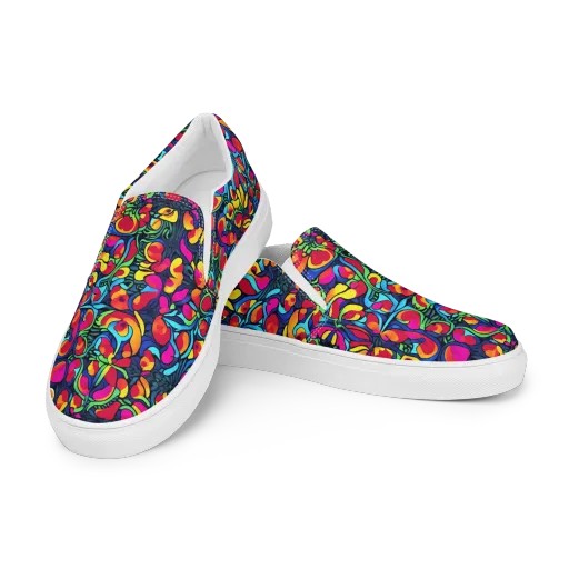 Neon Garden on a Women's Slip-On Canvas Shoes