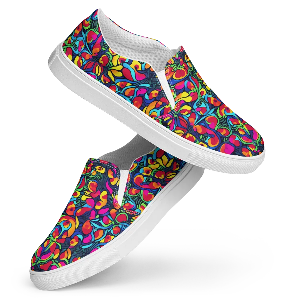 Neon Garden on Women's Slip-On Canvas Shoes — Front