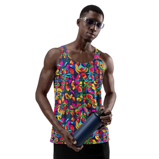 Neon Garden on a Men's Tank Top