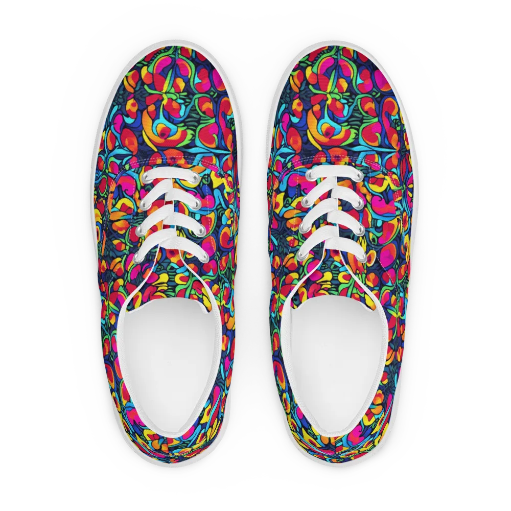 Neon Garden on Men's Lace-Up Canvas Shoes — Front