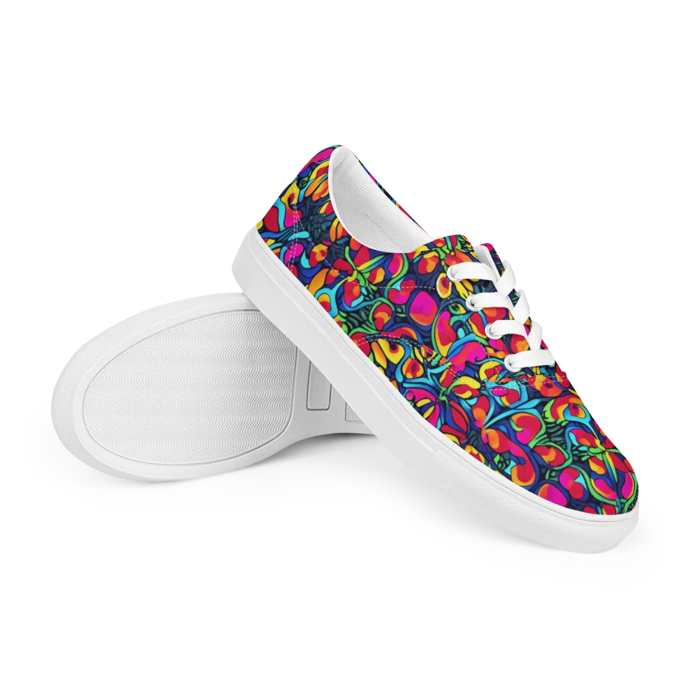 Neon Garden on Men's Lace-Up Canvas Shoes — Right Front