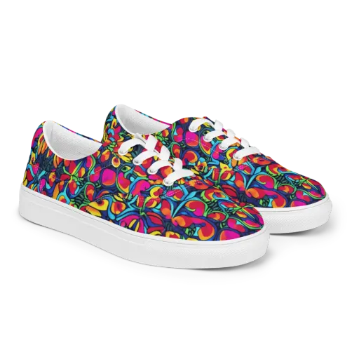 Neon Garden on a Men's Lace-Up Canvas Shoes
