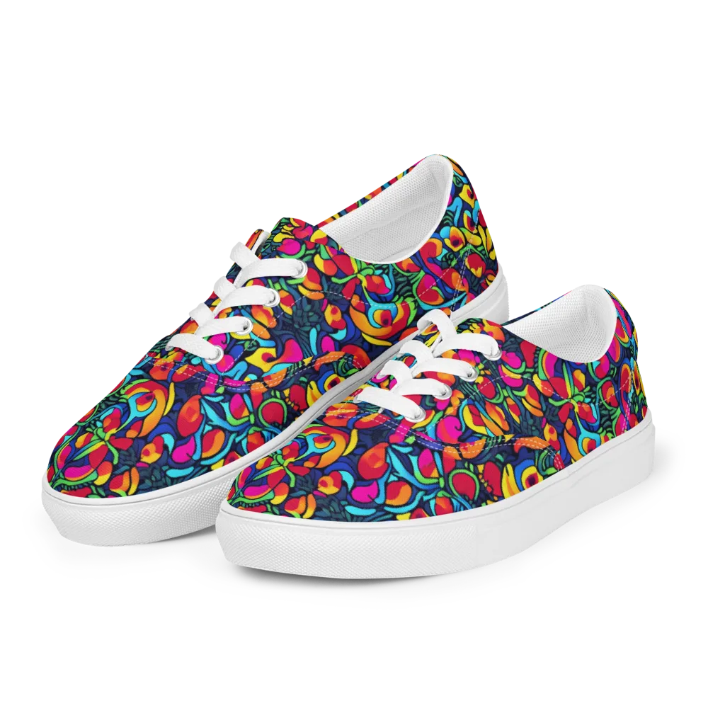 Neon Garden on Men's Lace-Up Canvas Shoes — Left Front