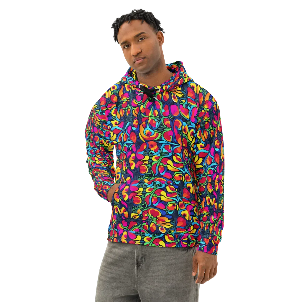 Neon Garden on Cotton Hoodie — Left Front