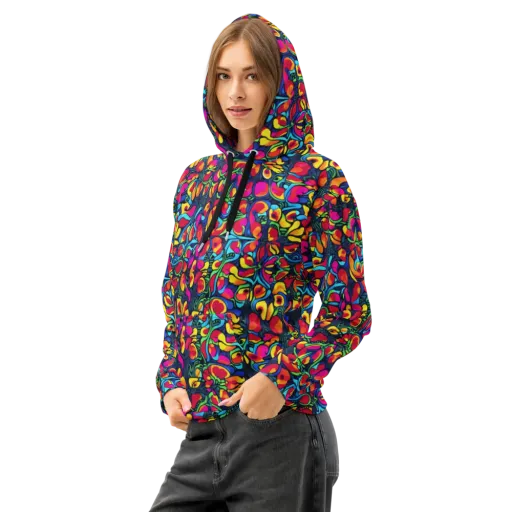 Neon Garden on a Cotton Hoodie