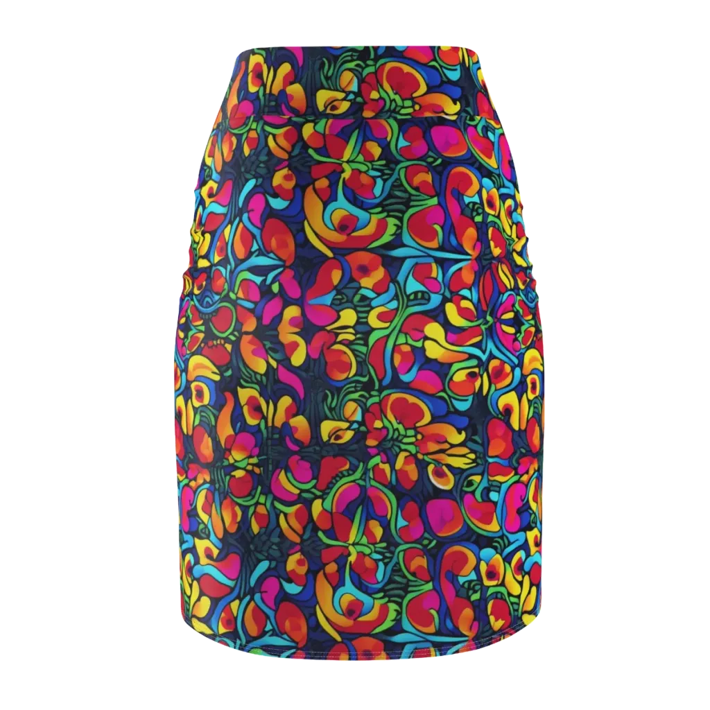 Neon Garden on Pencil Skirt — Back
