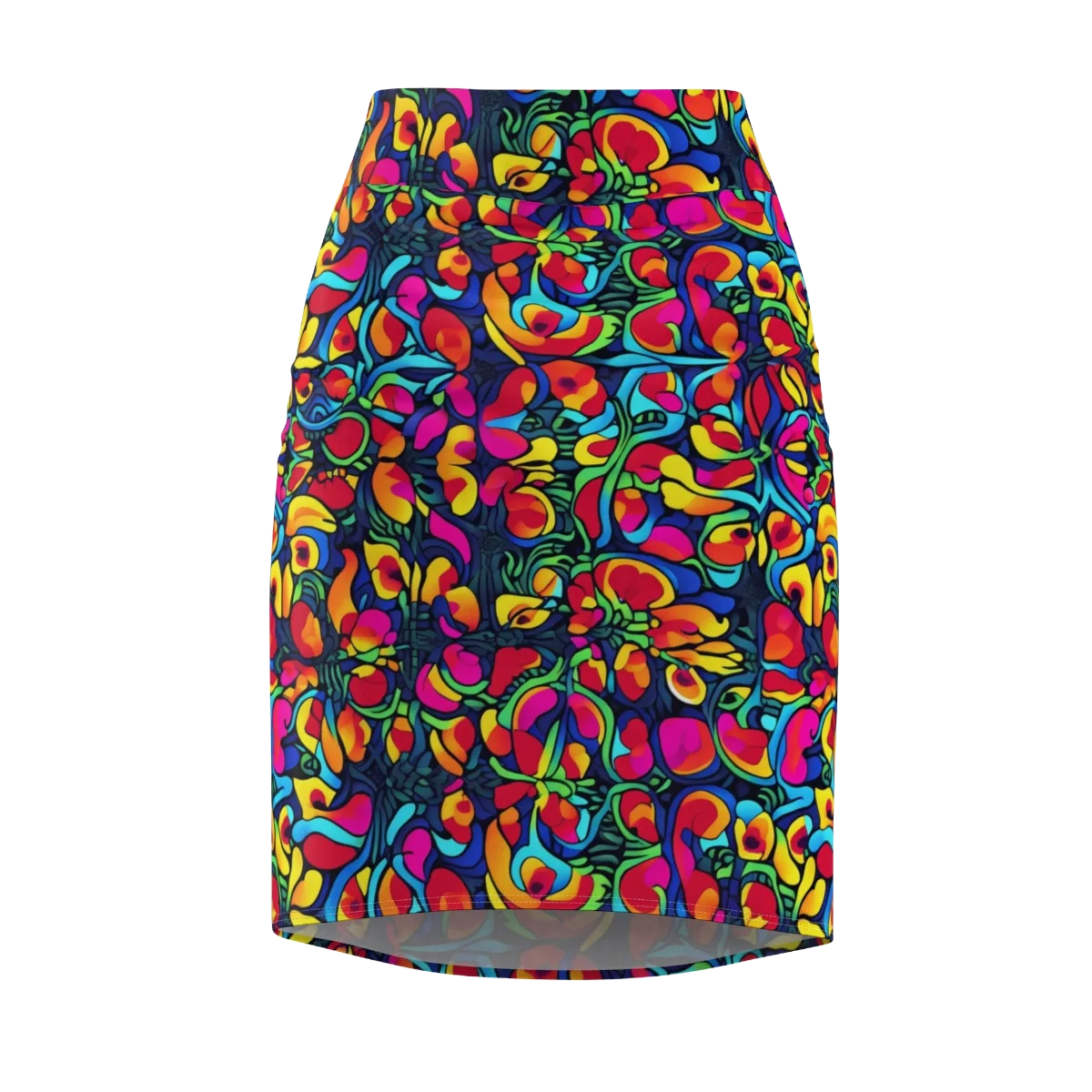 Neon Garden on Pencil Skirt — Front