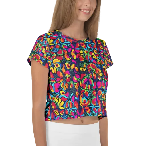 Neon Garden on a Crop Tee